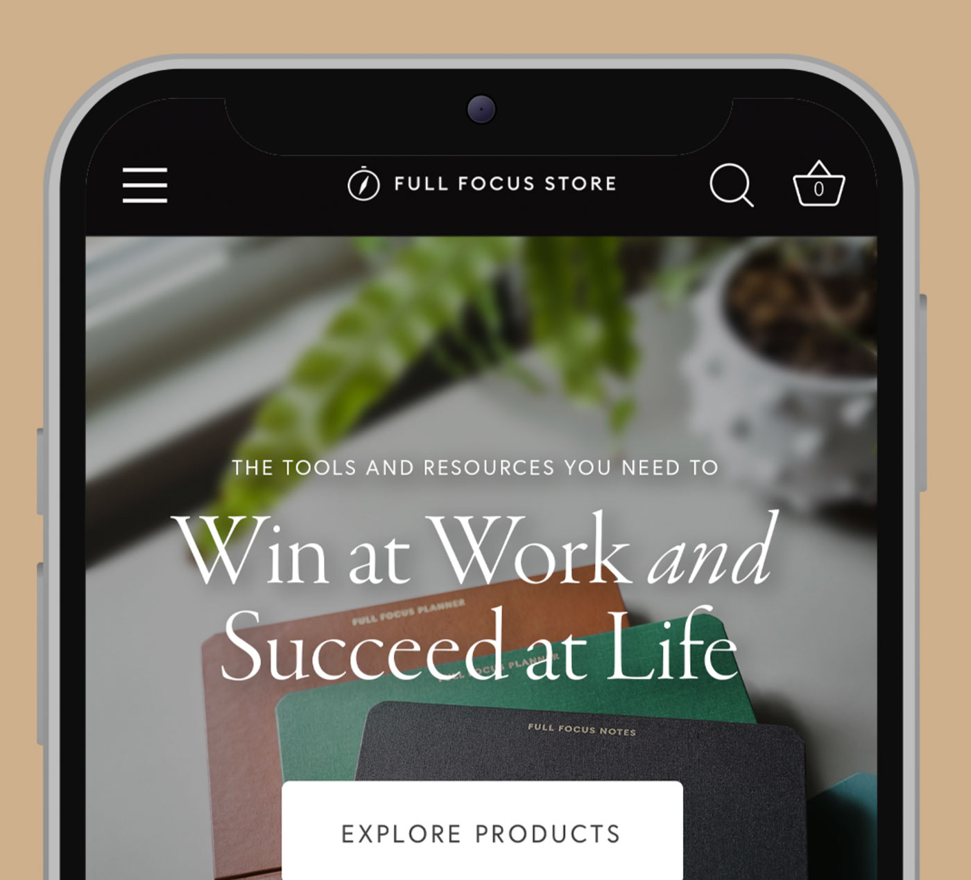Mobile phone showing Full Focus website