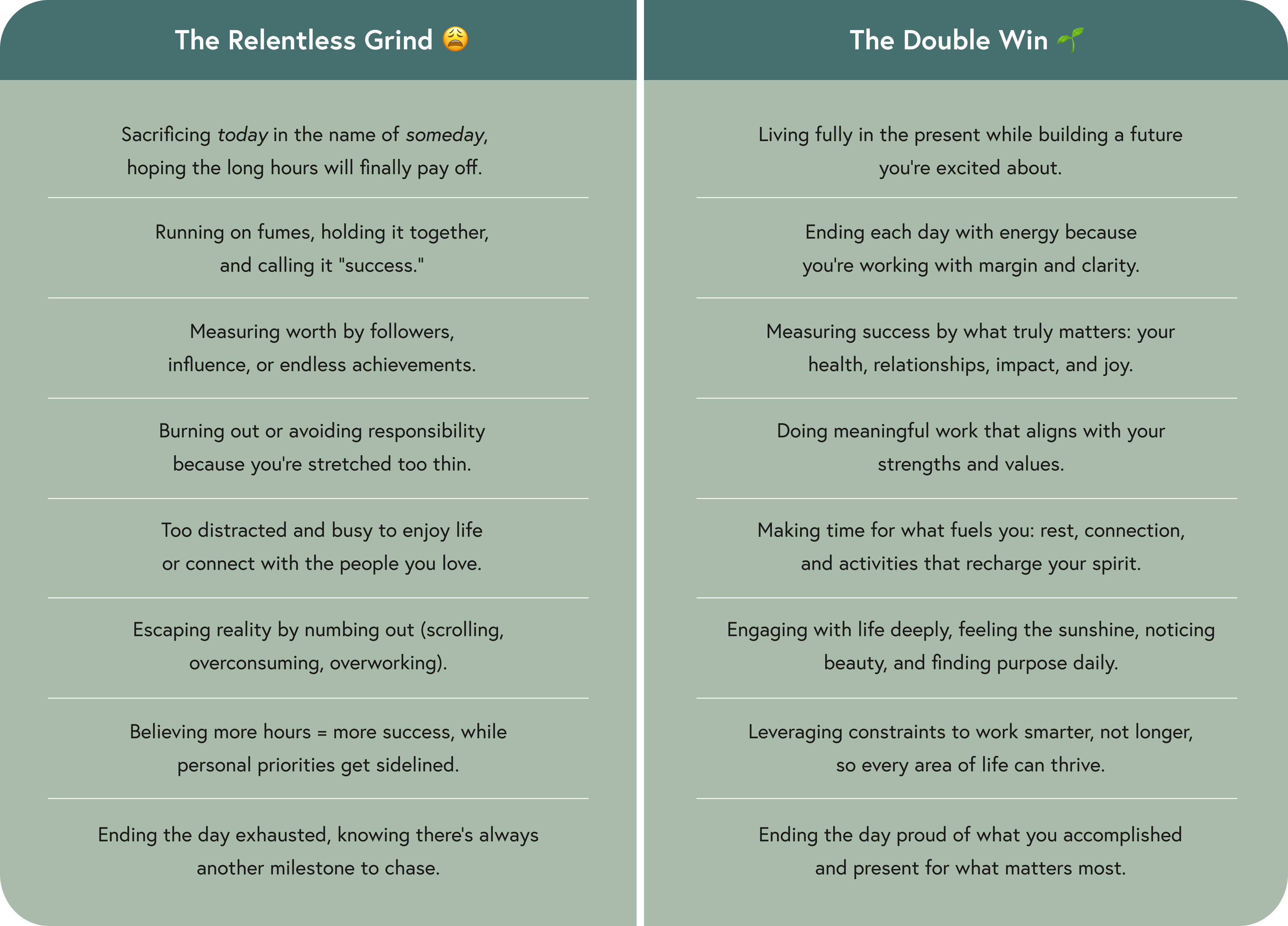Comparison table - Desktop